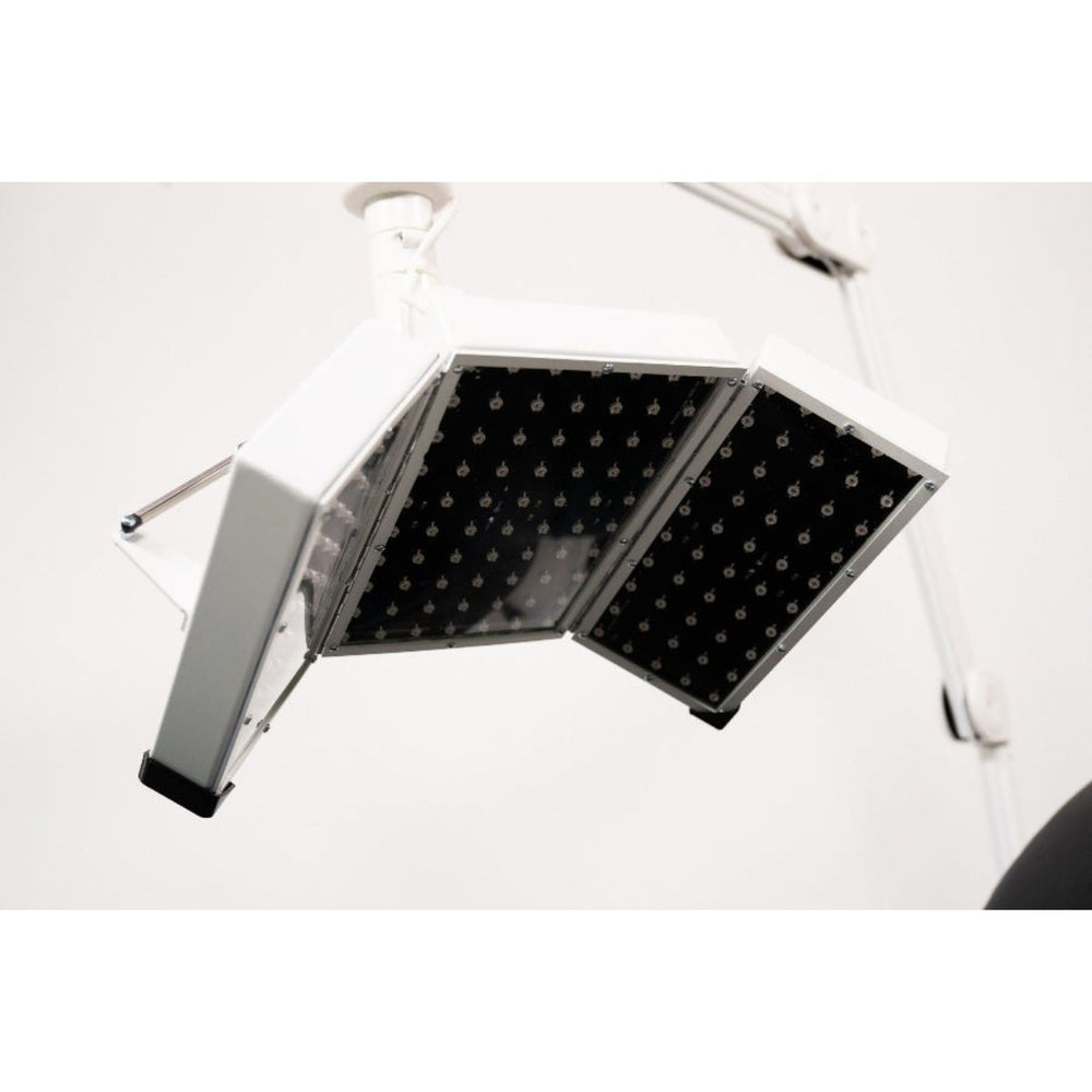 Facial red light panel with a white background