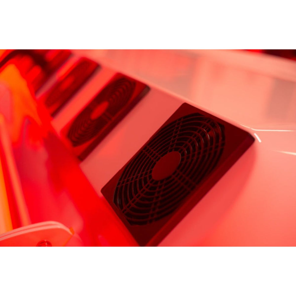 Close-up of the Eros bed red light therapy ventilation system