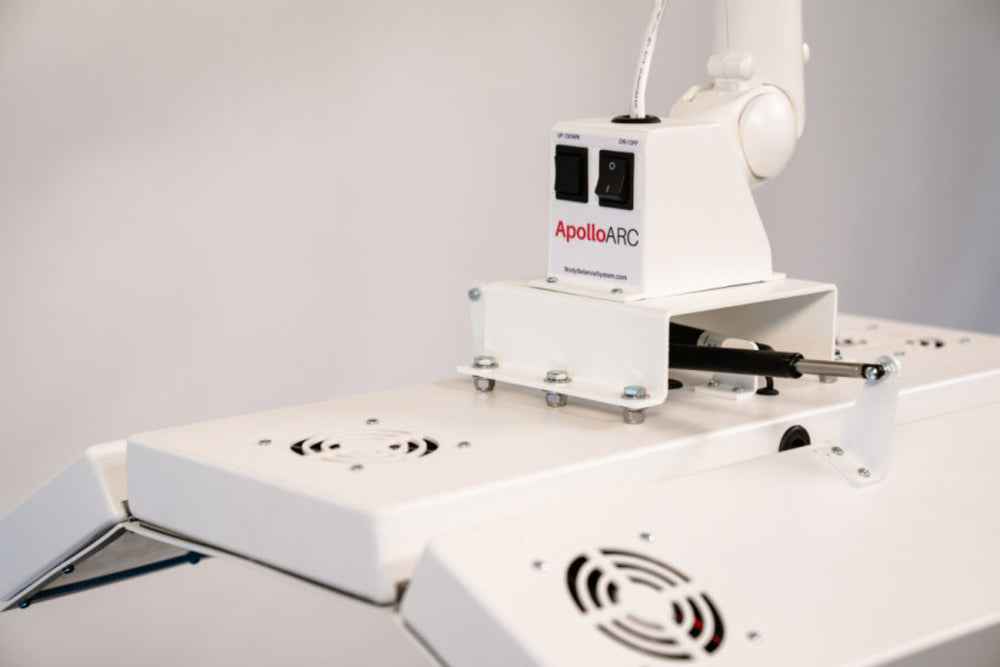 Robotic arm with 'ApolloARC' branding on a white background