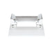 White metal shelf with curved design on a white background