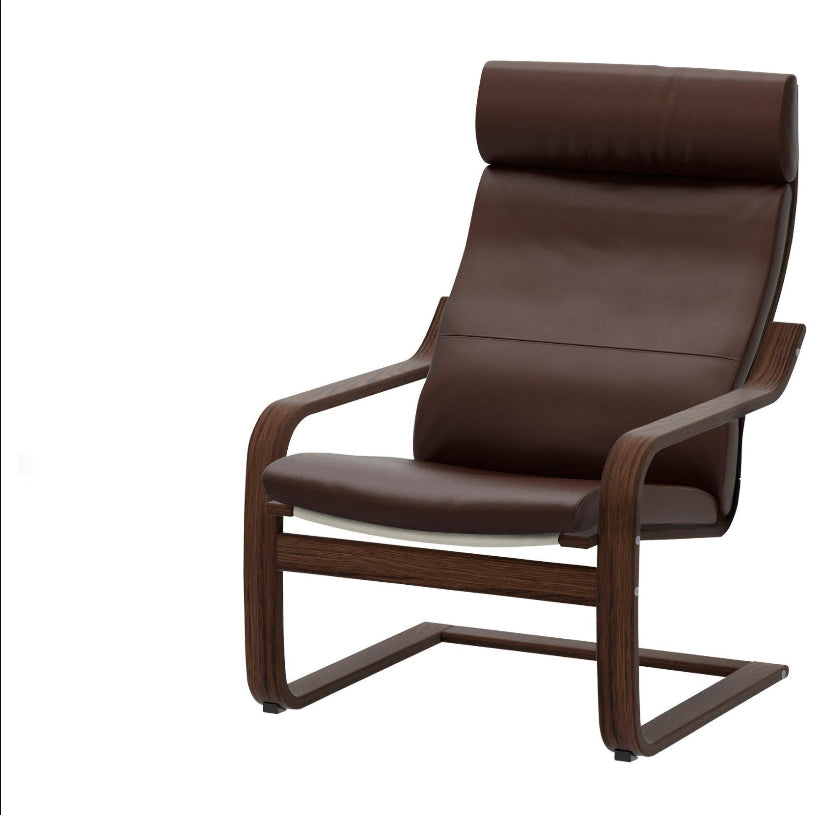 Brown leather armchair on a white background