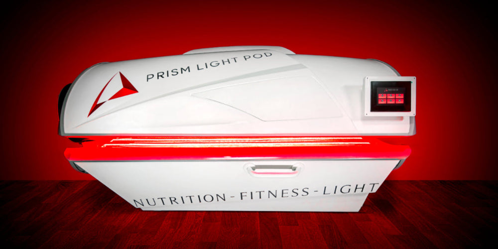 Prism Light Pod on a red background