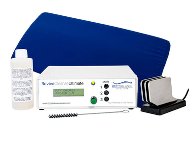 Body Balance System kit with electronic device, towel, and cleaning brush on a white background