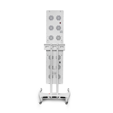 White panel with fans on a white background standing still thanks to stand