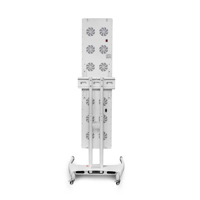 White panel with fans on a white background standing still thanks to stand