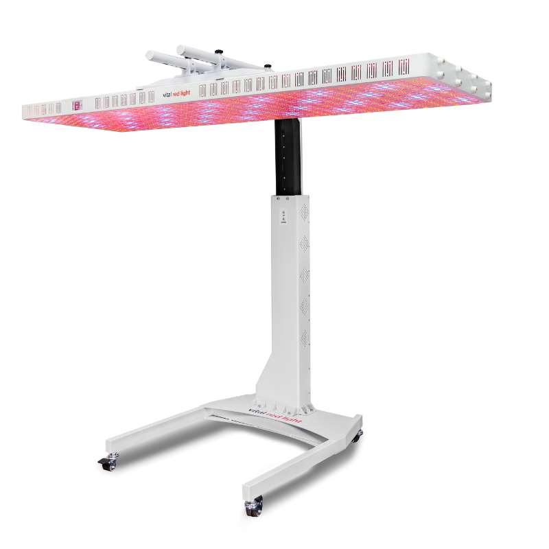 Red light therapy device on a white background